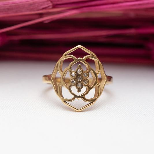 Bague acier inoxydable xp tendance la fleur en star