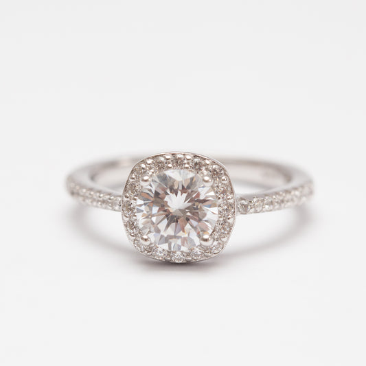 Bague Argent rhodié tendance carré simple