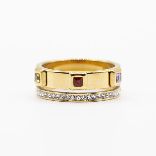 Bague en acier tendance avec 3 carrƩs