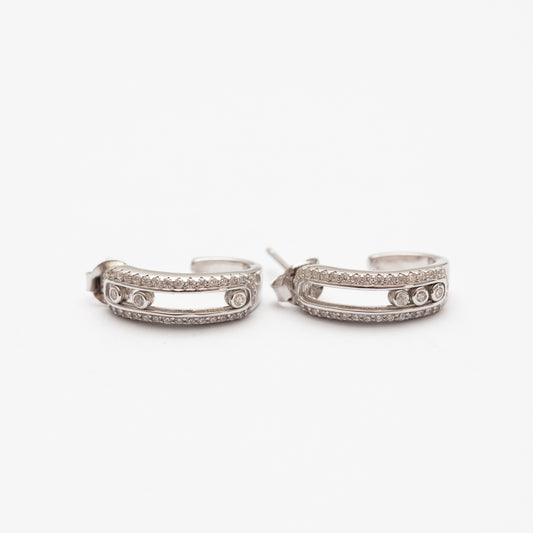 Boucles d'oreilles en argent rhodié tendance
