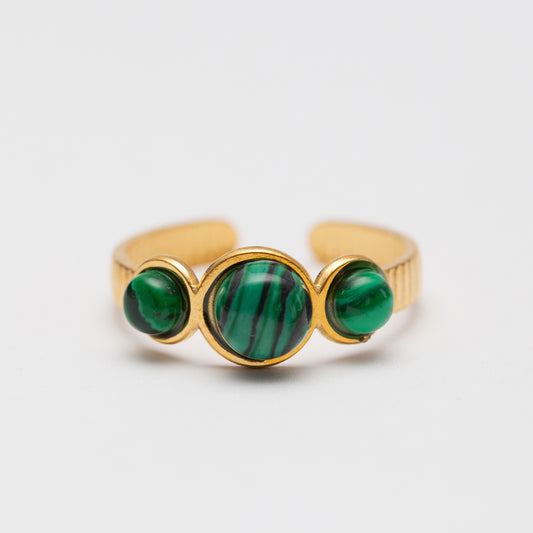 Bague Acier tendance - Pierre naturelle