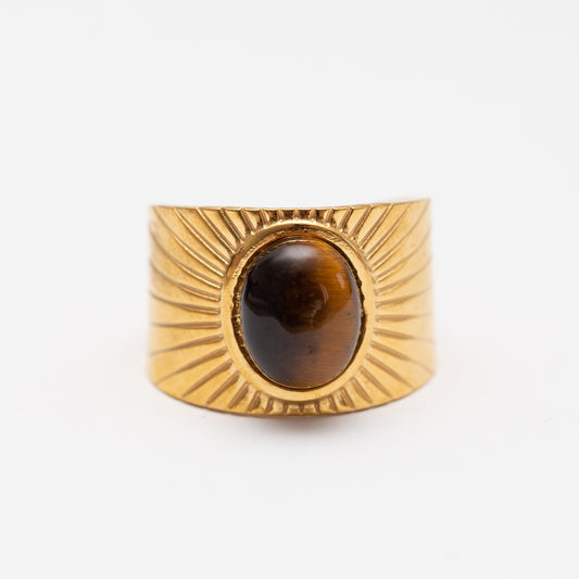 Bague Acier tendance - Pierre naturelle