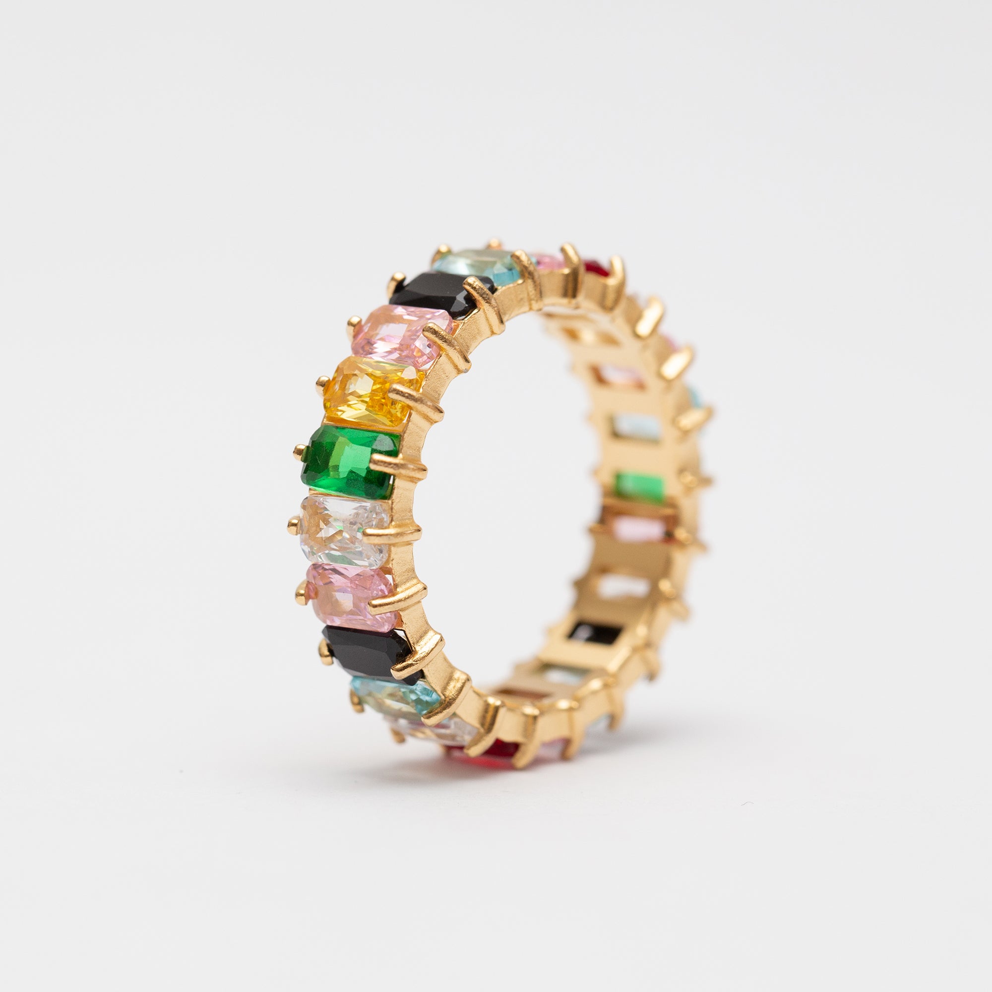 Bague Acier Doré tendance - Perles colorées Bague Acier Doré tendance - Perles colorées