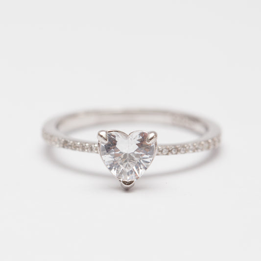 Bague Argent RhodiĆ© tendance - CÅur blanc