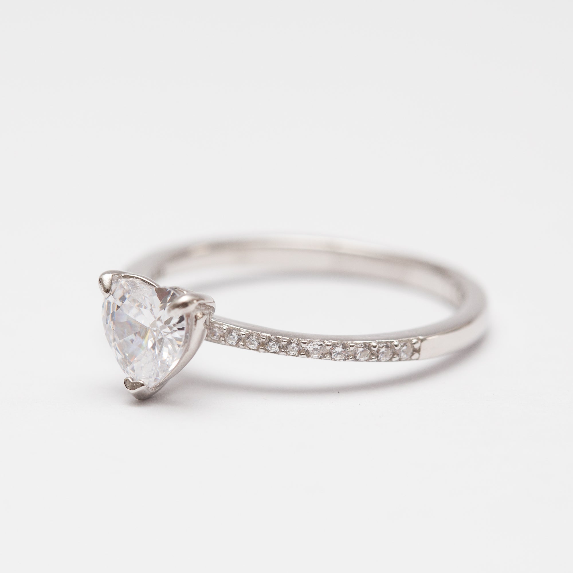 Bague Argent Rhodié tendance - Cœur blanc Bague Argent Rhodié tendance - Cœur blanc