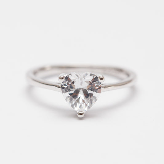 Bague Argent RhodiĆ© tendance - CÅur blanc