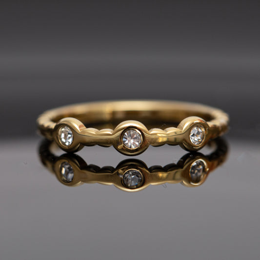 Bague acier dorée fine tendance