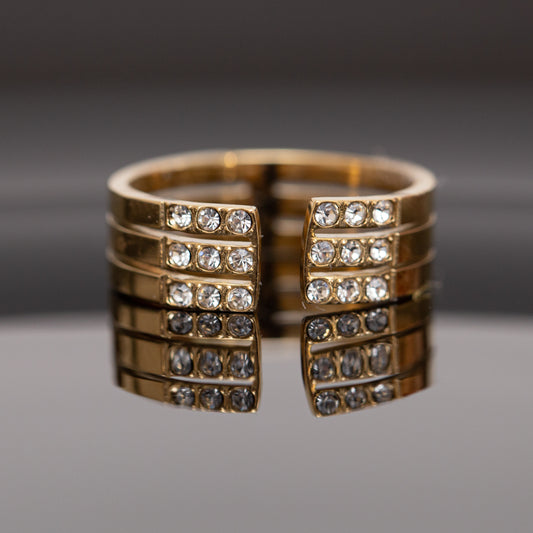 Bague acier dorée simple tendance