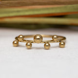 خاتم من الفولاذ الذهبي الفاخر مع 7 كرات عصرية خاتم من الفولاذ الذهبي الفاخر مع 7 كرات عصرية