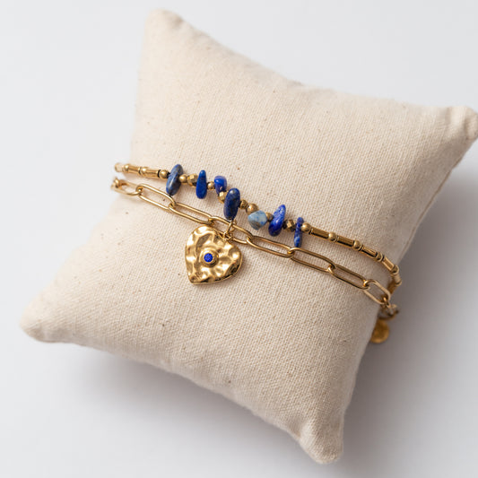 Gourmette en acier au design moderne Ơ deux rangs de chaƮne