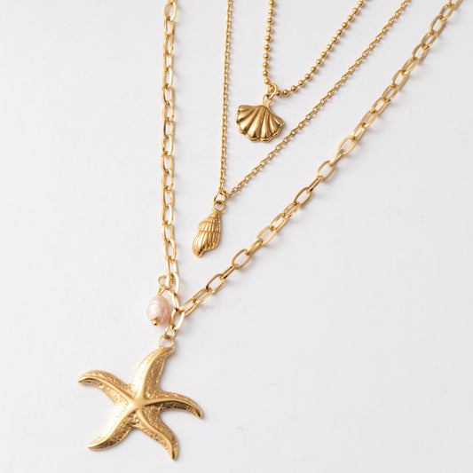 Collier en acier avec trois rangs de chaîne