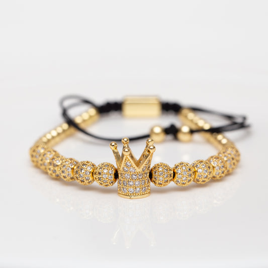 Bracelet homme acier garanti inoxydable chargé de pierres en couronne