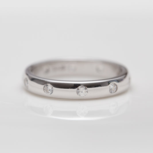 خاتم فضة مطلي بالروديوم ضمان المال - خاتم حجر 40%