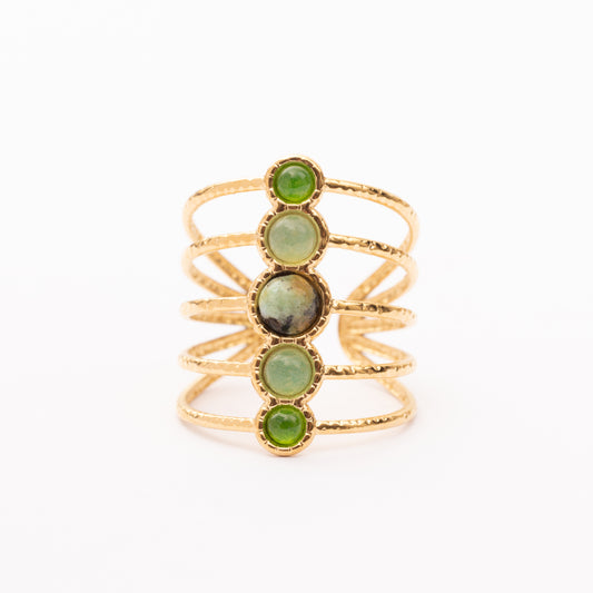 Bague Liaison en acier inoxydable garantie - Pierre Turquoise Africaine
