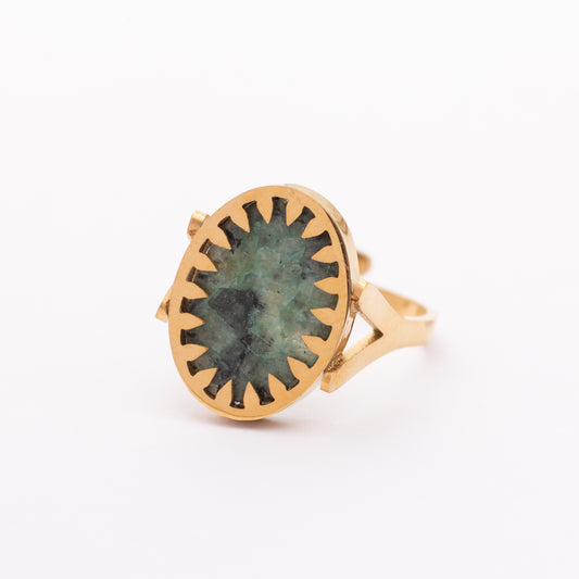 Bague Liaison en acier inoxydable garantie - Pierre Turquoise Africaine