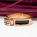 خاتم مضمون حزام ستانلس ستيل اسود 4 احجار خاتم مضمون حزام ستانلس ستيل اسود 4 احجار