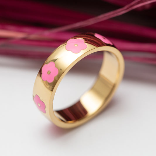 Bague acier inoxydable xp tendance les roses sur anneau