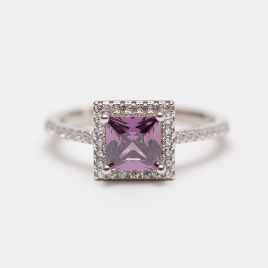 Bague Argent RhodiƩ tendance avec motif mauve