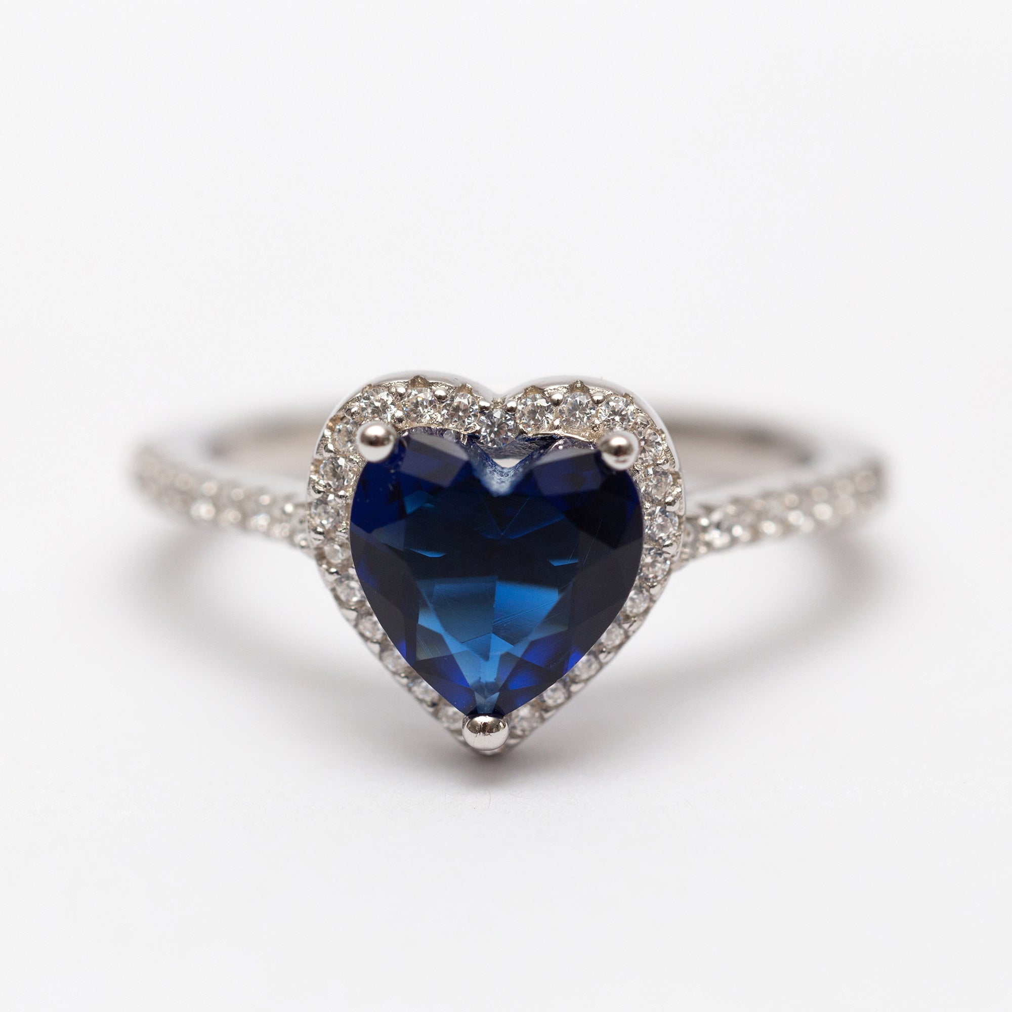 Bague Argent Rhodié Pandora. Motif Cœur bleu Bague Argent Rhodié Pandora. Motif Cœur bleu