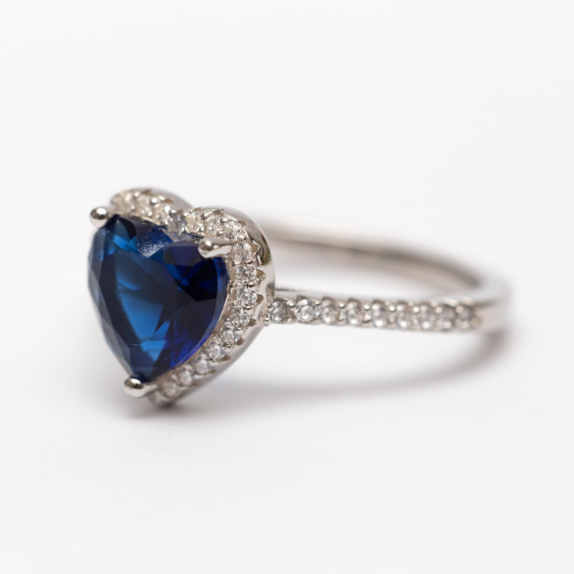 Bague Argent Rhodié Pandora. Motif Cœur bleu Bague Argent Rhodié Pandora. Motif Cœur bleu