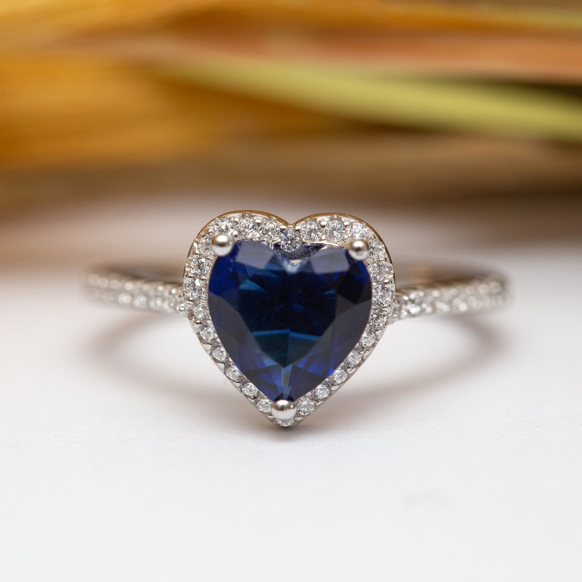 Bague Argent Rhodié Pandora. Motif Cœur bleu Bague Argent Rhodié Pandora. Motif Cœur bleu