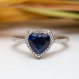 Bague Argent Rhodié Pandora. Motif Cœur bleu Bague Argent Rhodié Pandora. Motif Cœur bleu