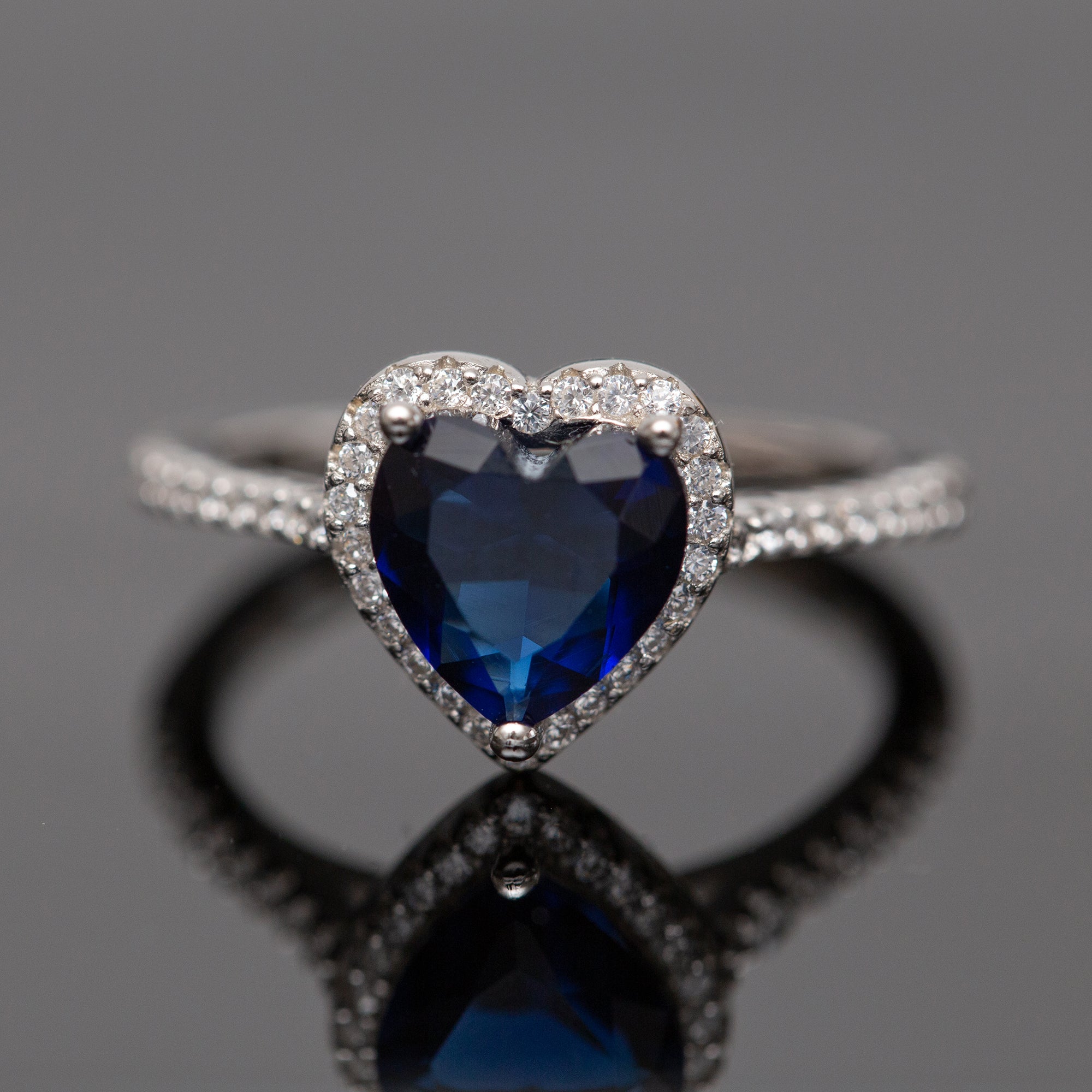 Bague Argent Rhodié Pandora. Motif Cœur bleu Bague Argent Rhodié Pandora. Motif Cœur bleu