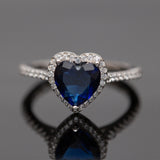 Bague Argent Rhodié Pandora. Motif Cœur bleu Bague Argent Rhodié Pandora. Motif Cœur bleu