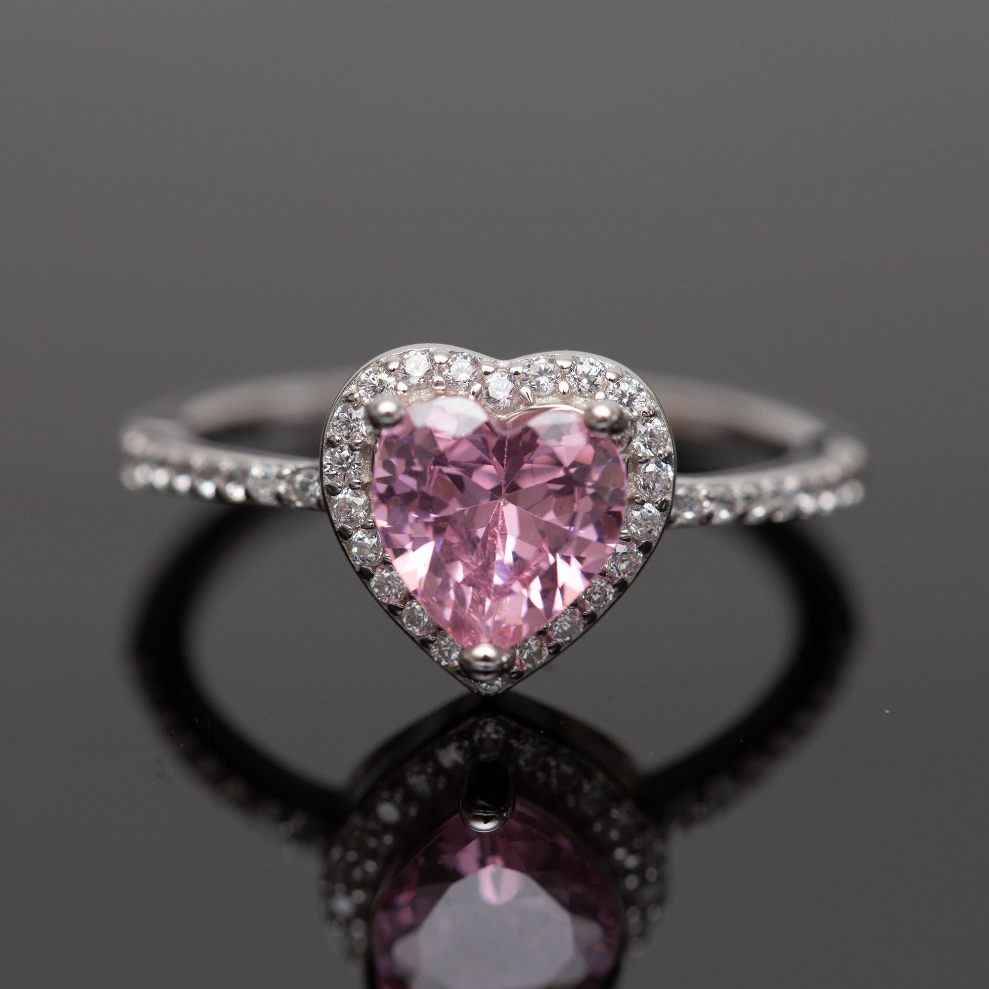 باندورا الروديوم خاتم فضة. نمط القلب الوردي باندورا الروديوم خاتم فضة. نمط القلب الوردي