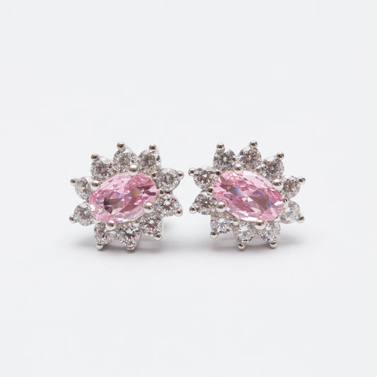 Boucle d'oreilles Argent RhodiƩ tendance. La Fleur Rose