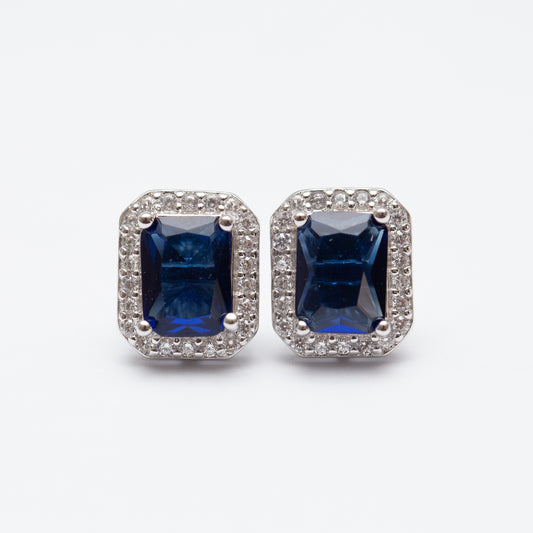 Boucle d'oreilles Argent RhodiƩ tendance. Le CarrƩ Bleu
