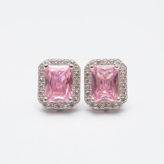 Boucle d'oreilles Argent RhodiƩ tendance. Le CarrƩ Rose