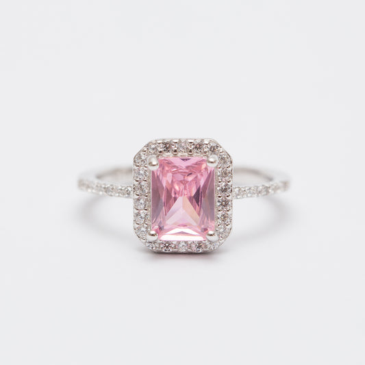 Bague Argent Rhodié tendance. Le Carré Rose