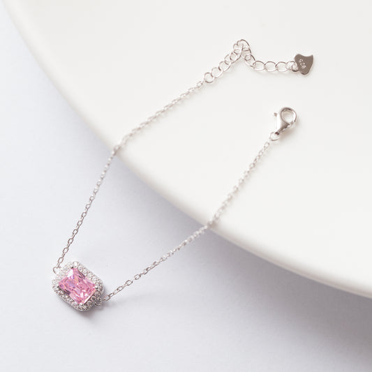 Gourmette Argent RhodiƩ tendance. Le CarrƩ Rose