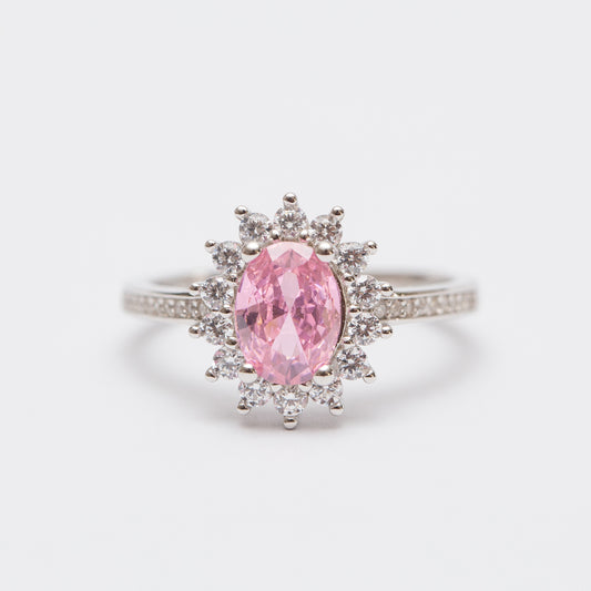 Bague Argent Rhodié tendance. La Fleur Rose