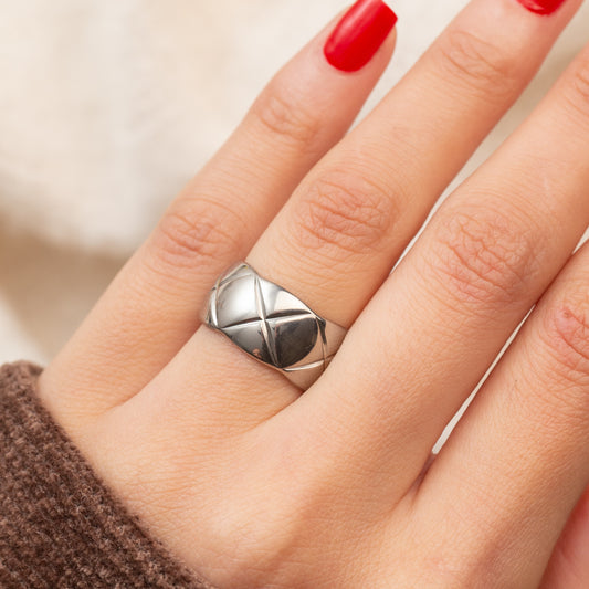 Bague en acier tendance