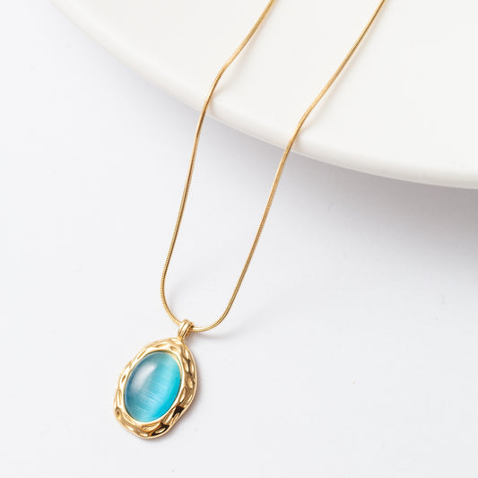 Collier Acier avec Pierre Bleue – Pour un style unique