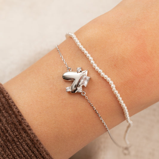 Gourmette en argent avec deux rangs de chaîne