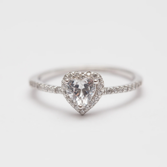 Bague Cœur Argent Rhodié