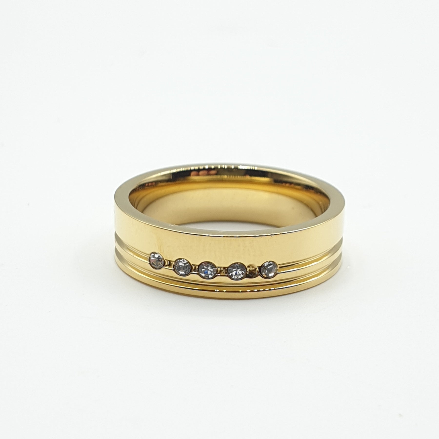 Bague acier inoxydable xp tendance l'anneau simple 5 pierres en trait Bague acier inoxydable xp tendance l'anneau simple 5 pierres en trait