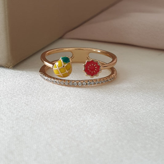 Bague xp tendance PlaquĆ© or ananas š tomate š