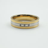 Bague acier inoxydable xp tendance anneau blanc au milieu 3 pierres Bague acier inoxydable xp tendance anneau blanc au milieu 3 pierres