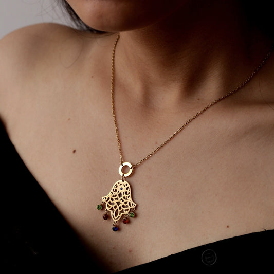 قلادة خمسة ملونة من الفولاذ المقاوم للصدأ