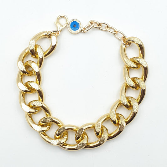 Collier chargé "bracelet" style américain 2 pierre bleu