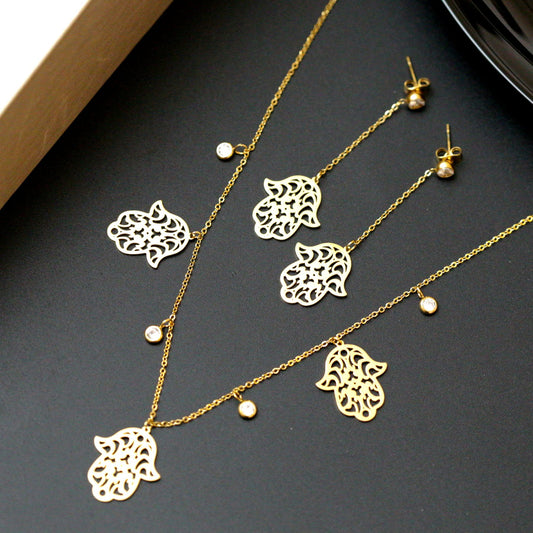 Ensemble 2 piĆØces en acier inoxydable khamsa zakhrafa