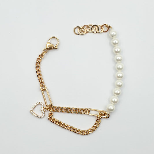 Gourmette xp tendance perles petit cœur ❤