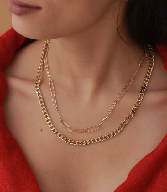 Collier acier garanti inoxydable double lignes style CN