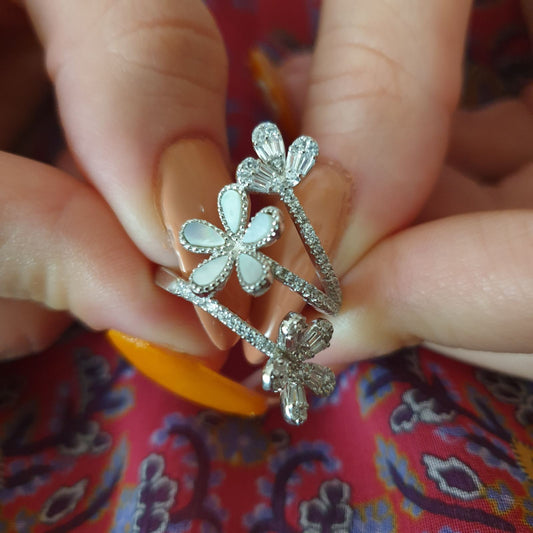 Bague Argent Rhodié garanti les fleurs 🌸 🌸 🌸