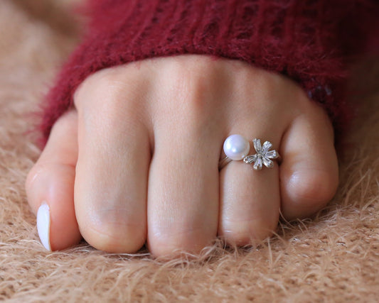 Bague Argent Rhodié garanti perle étoile 🌟 soldeargent - 40%