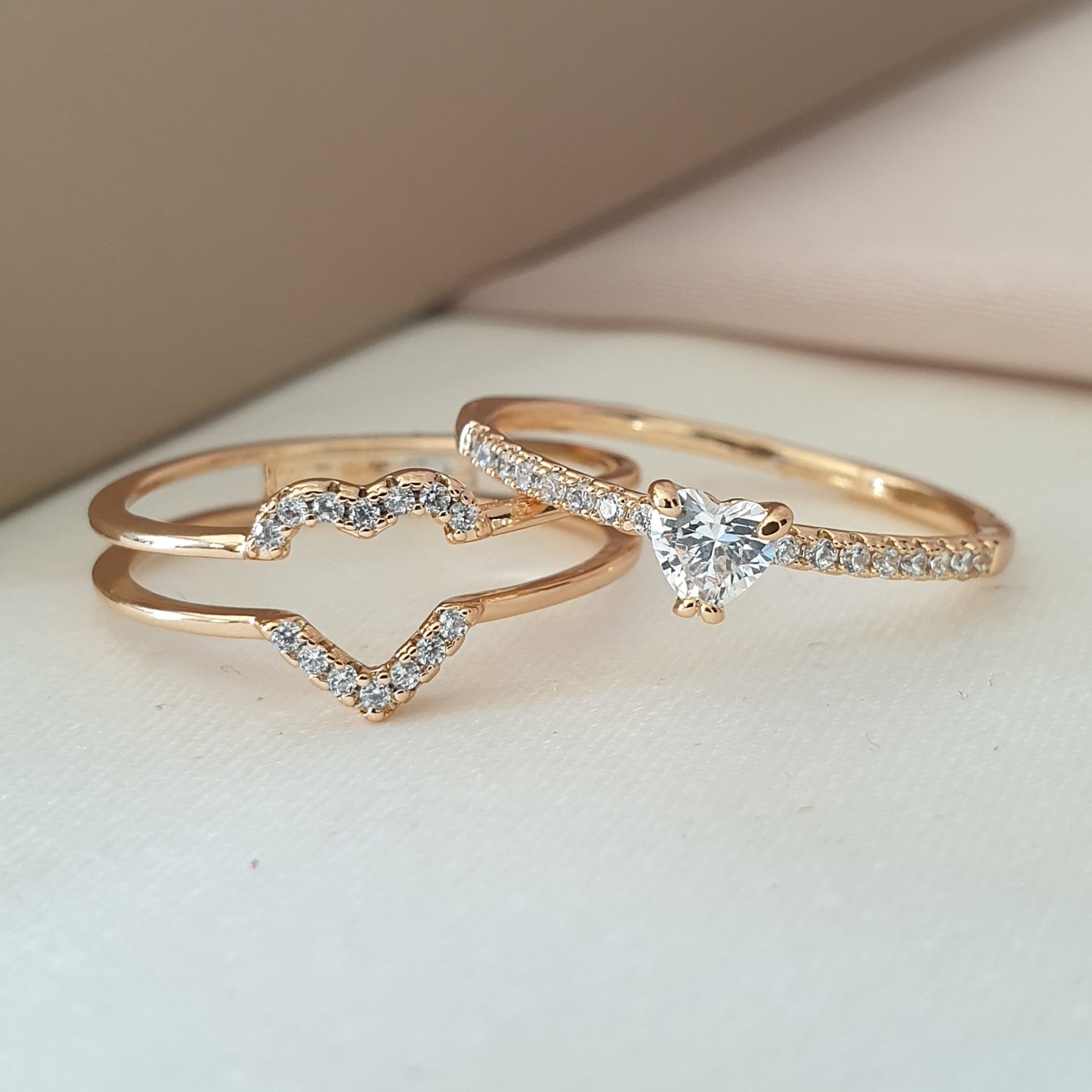 Bague xp tendance double bagues séparables petit cœur Bague xp tendance double bagues séparables petit cœur